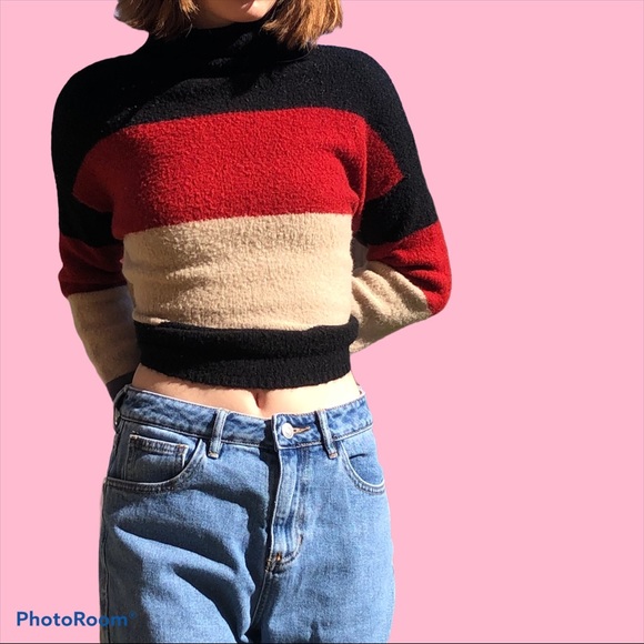 Cliche Black Rust and Cream Striped Sweater - Picture 2 of 10